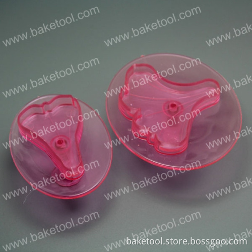 Plastic 2pcs Surfinia Cake Fondant Plunger Cutter Cookie Cutter Mold Set in Transparent Pink